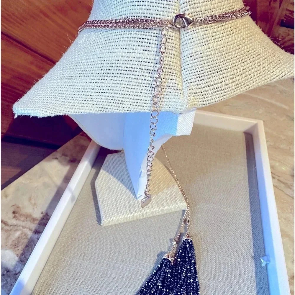 Dainty Tassel Layered Gold Hematite Beaded Necklace Wrangler Park Lane Jewelry - Picture 3 of 5